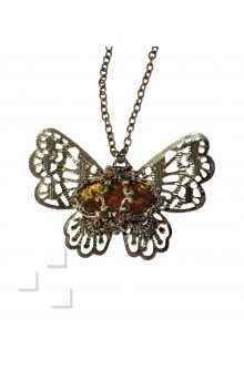 collar vintage mariposa con piedra