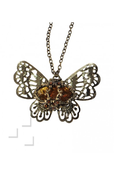 collar vintage mariposa con piedra